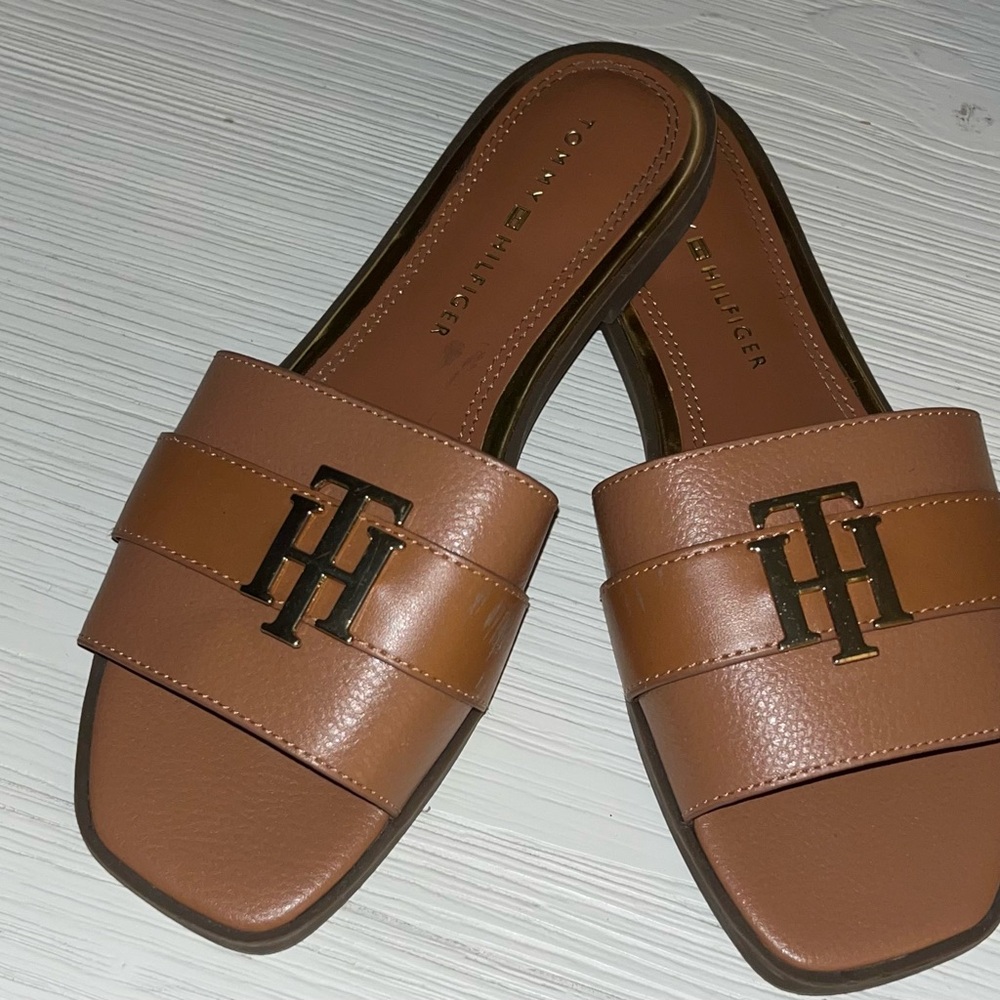 Tommy Hilfiger Brown Slide Sandals for Women